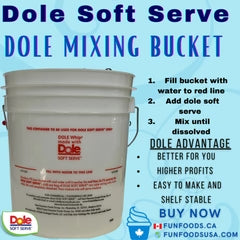 Dole Soft Serve mixing instructions and bucket