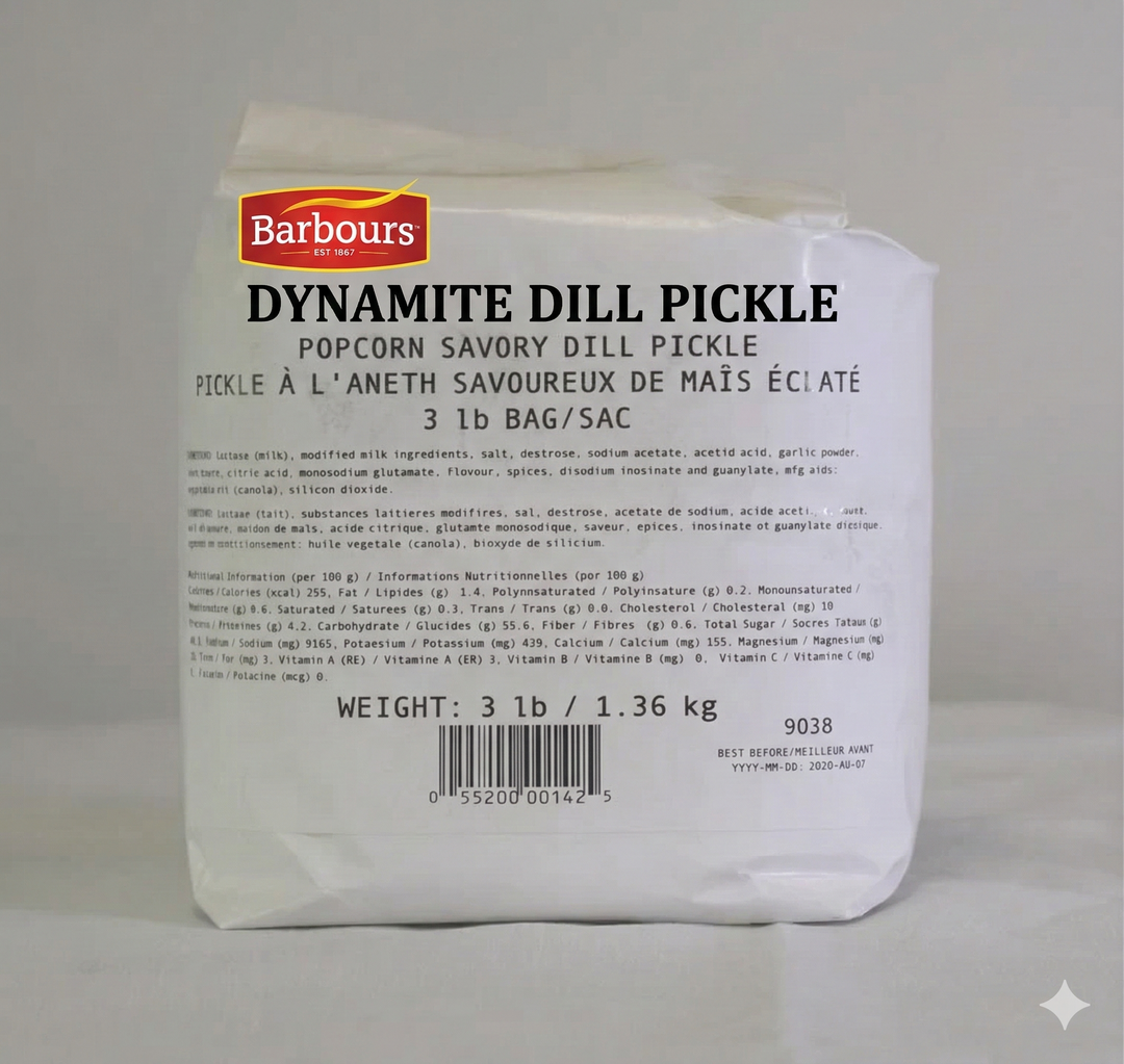 Pop N Top - Dynamite Savory Dill Pickle - Popcorn and Snacks Seasoning - 1.36 KG Bag - Case (6 x 1.36 KG) - Ships Free Within Canada on Orders Above CAD $199