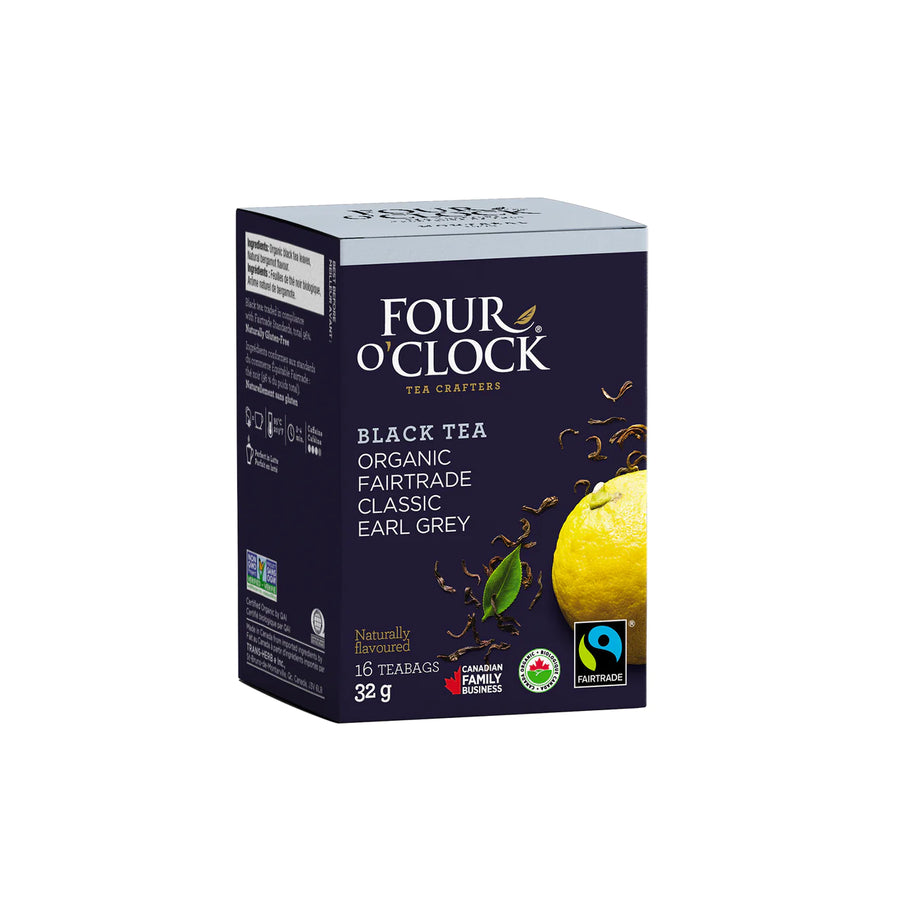 Box of Four O' Clock Tea - Earl Grey Black Tea - Case of 96 Tea Bags | Certified Fairtrade Organic