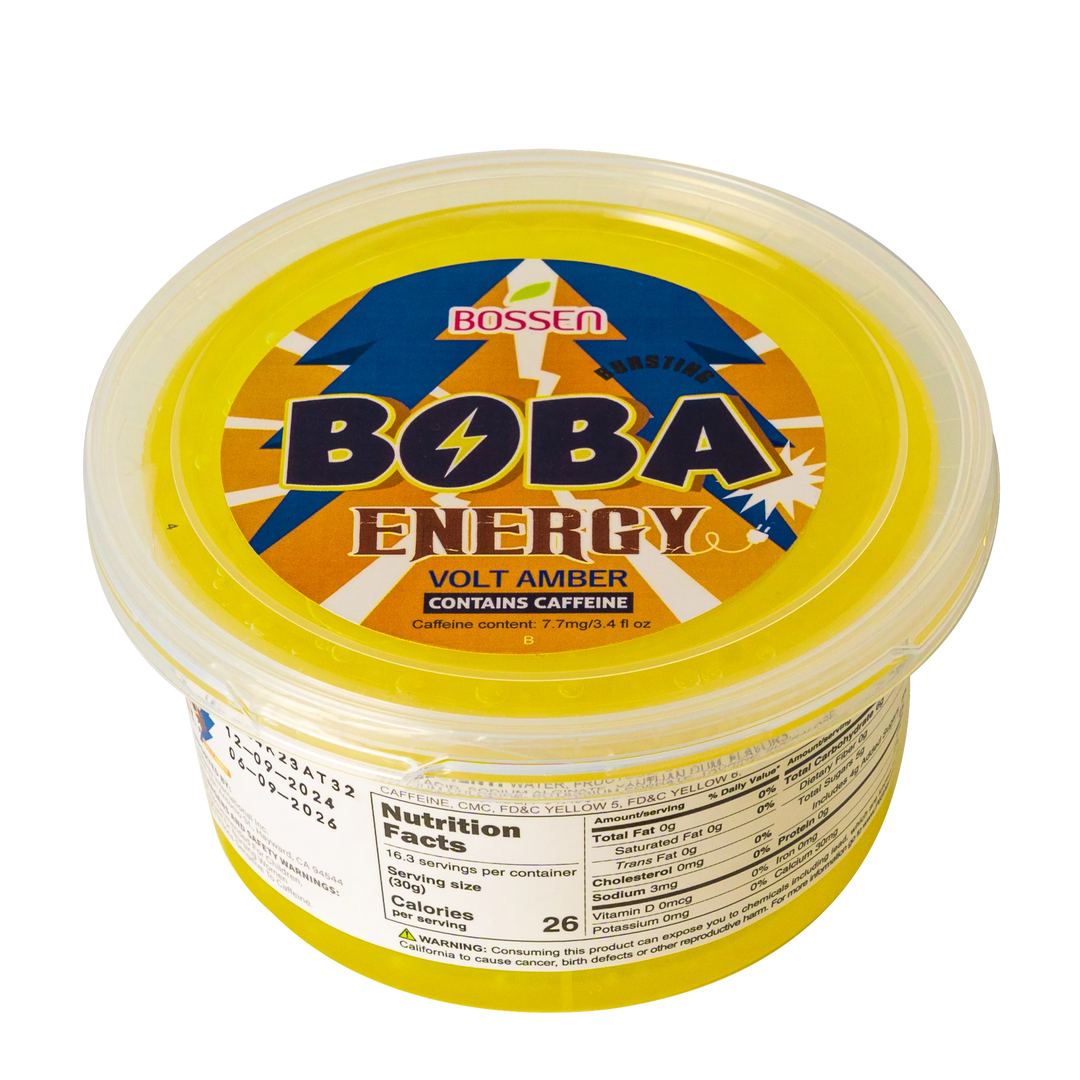 Volt Amber Bursting Boba ENERGY | Caffeinated Popping Boba | Foodservice Bossen Canada Distribution
