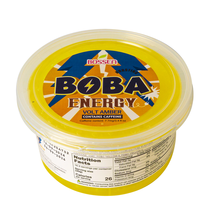 Volt Amber Bursting Boba ENERGY | Caffeinated Popping Boba | Foodservice Bossen Canada Distribution