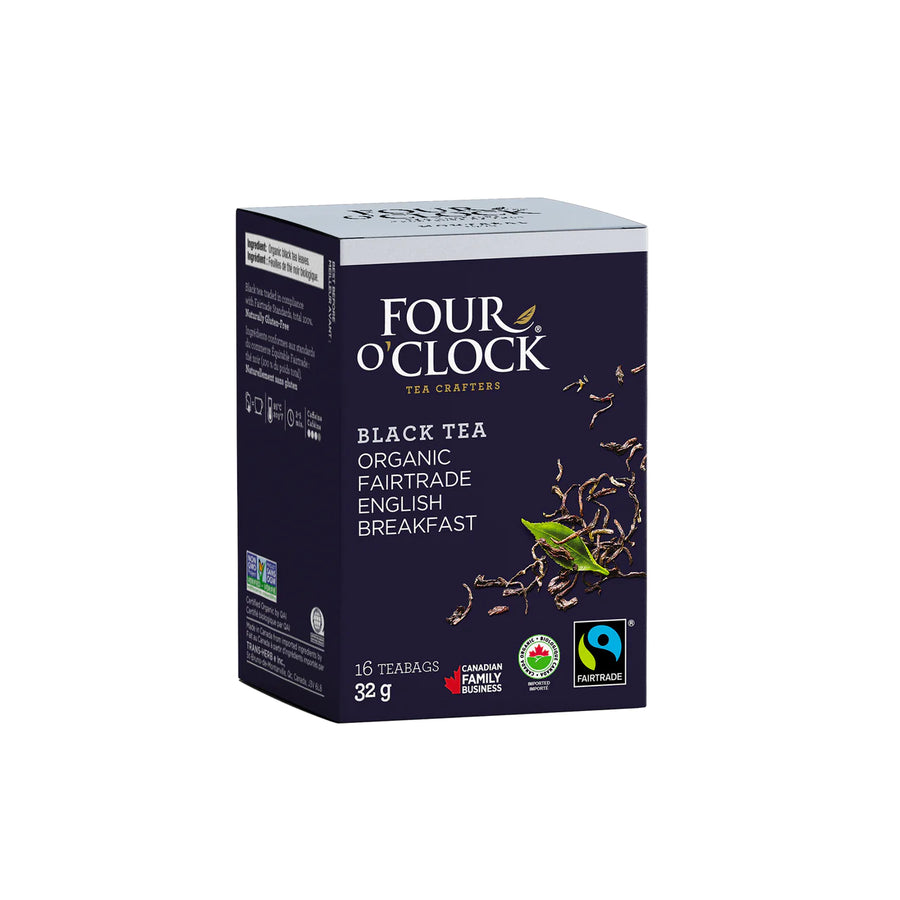 Box of Four O' Clock Tea - English Breakfast Black Tea - Case of 96 Tea Bags | Certified Fairtrade Organic
