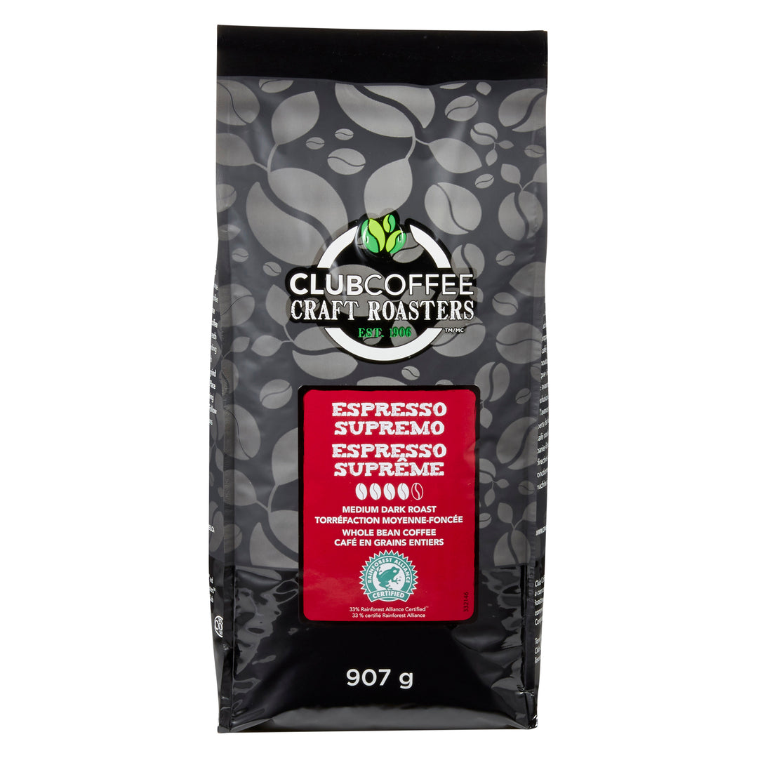 Club Coffee Craft Roasters | Espresso Supremo - Whole Bean Bag - Case of 8 x 2 LB Bags