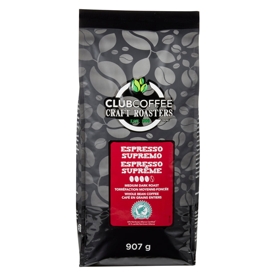 Club Coffee Craft Roasters | Espresso Supremo - Whole Bean Bag - Case of 8 x 2 LB Bags