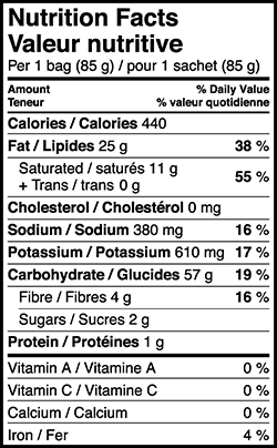 Nutri Info SS-Frutas | Plantain Crunchy Crisps Chips Spicy | 85 g X 50 | Box