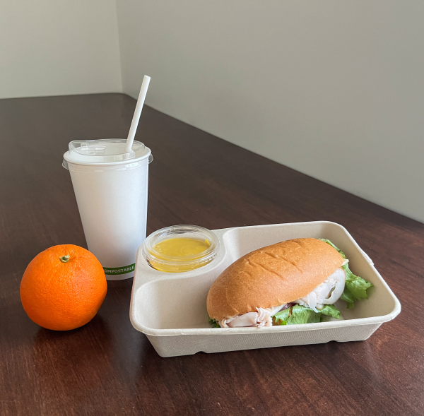 9"x 6" Sugarcane Tray 2 Compartment Portion Cup 500cs - Disposable Take Away Food Packaging - Canadian Distribution