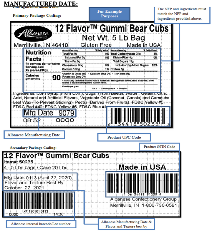12 Flavor Gummi Bear Cubs (Mini) Candy Toppings | TR Toppers G405-201 | Premium Dessert Toppings, Mix-Ins and Inclusions | Canadian Distribution