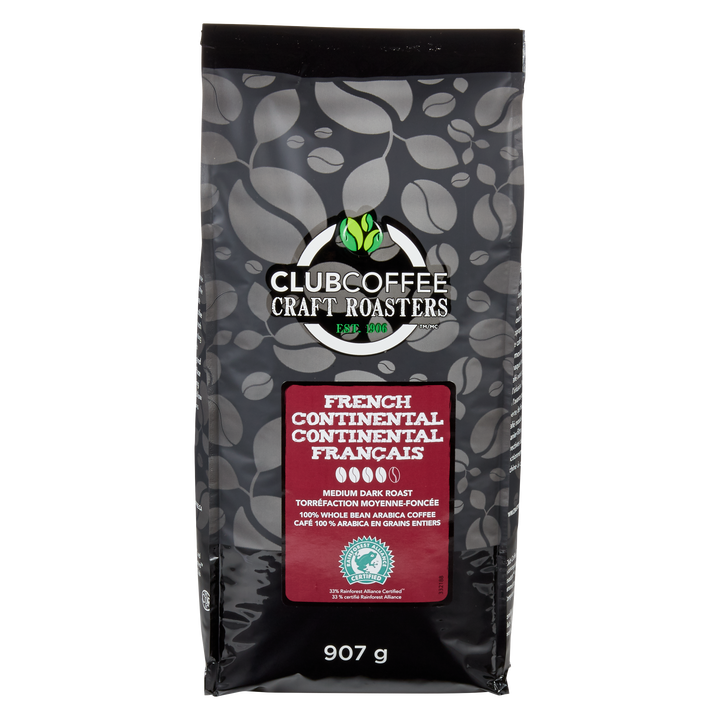 Club Coffee Craft Roasters | French Continental - Whole Bean Bag - Case of 8 x 2 LB Bags