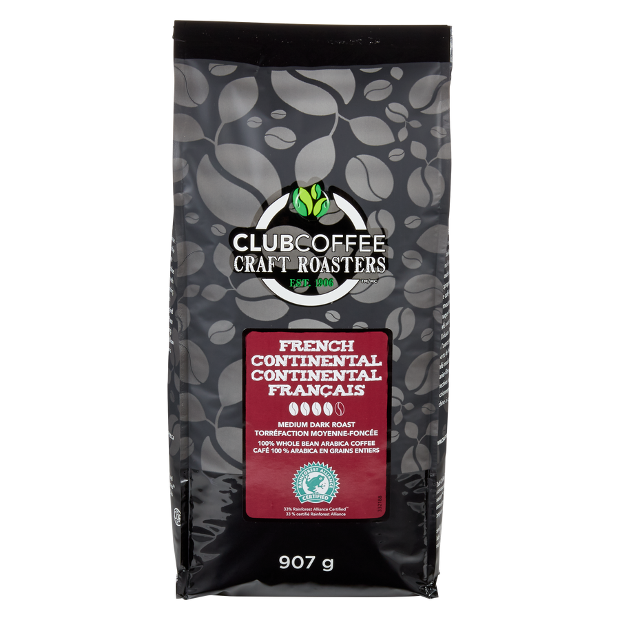 Club Coffee Craft Roasters | French Continental - Whole Bean Bag - Case of 8 x 2 LB Bags