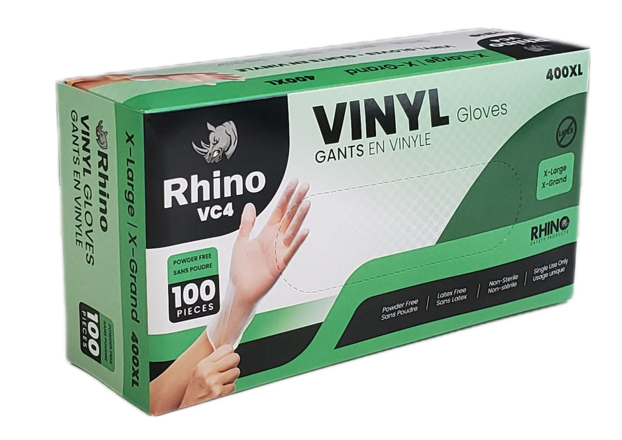 Rhino - VC4 - Clear Vinyl Gloves - Extra Large - 10 x 100 count