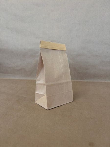 1/2lb Kraft Tin Tie Bag PLA Lined 3.38" x 2.5" x 7.75" 1000cs ASTMD6400 - Disposable Take Away Food Packaging - Canadian Distribution