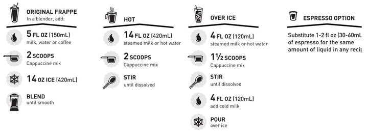 Mixing Instructions Cappuccine - Mocha Glacier - Case of 5 x 3lb bags