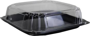 Clear 14 Square UltraStck Platter with Clear High Dome Lid - 1 x 25 count - Sabert - Packaging and Accessories - Restaurant Supplies and Equipment - Canadian Distribution