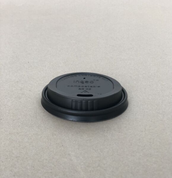 Sip Black PLA Compostable Hot Cup Lid - 8/10-20 oz - 1000cs BPI - Disposable Take Away Food Packaging - Canadian Distribution