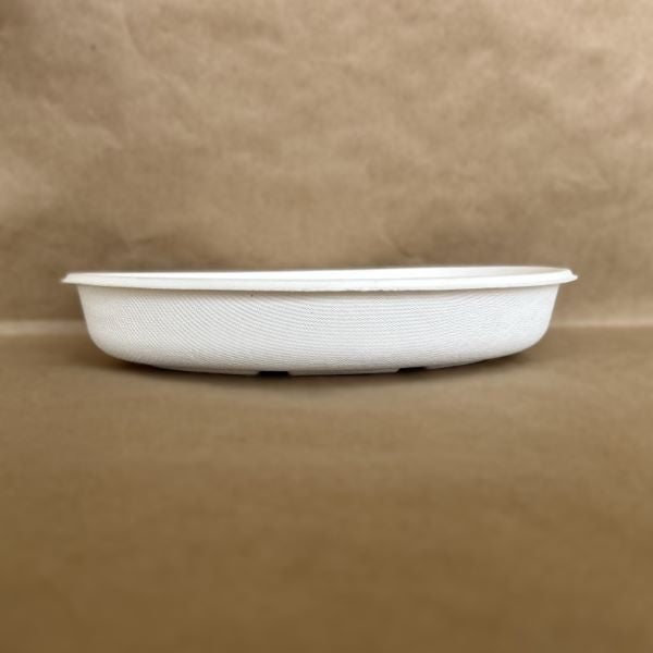 9.3" x 1.6" x 6.65" 24oz. Sugarcane Oval Bowl 300cs BPI - Disposable Take Away Food Packaging - Canadian Distribution