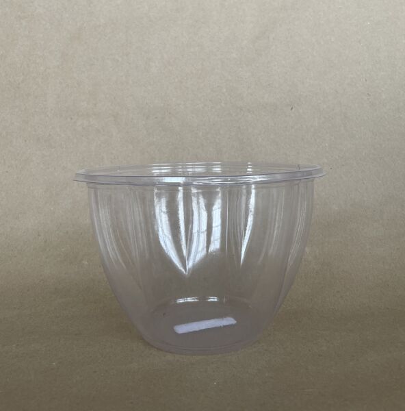 48oz. PLA Floral Salad Bowl Clear 300cs BPI