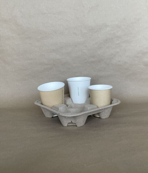 4 Cup Carry Tray 300cs - Disposable Take Away Food Packaging - Canadian Distribution