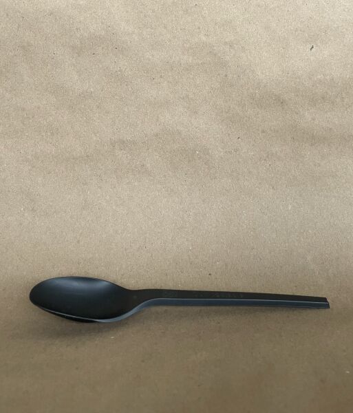 6.5" Black PLA Spoon 1000cs BPI - Disposable Take Away Food Packaging - Canadian Distribution
