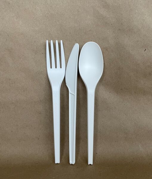 6.5" White PLA Spoon 1000cs BPI - Disposable Take Away Food Packaging - Canadian Distribution
