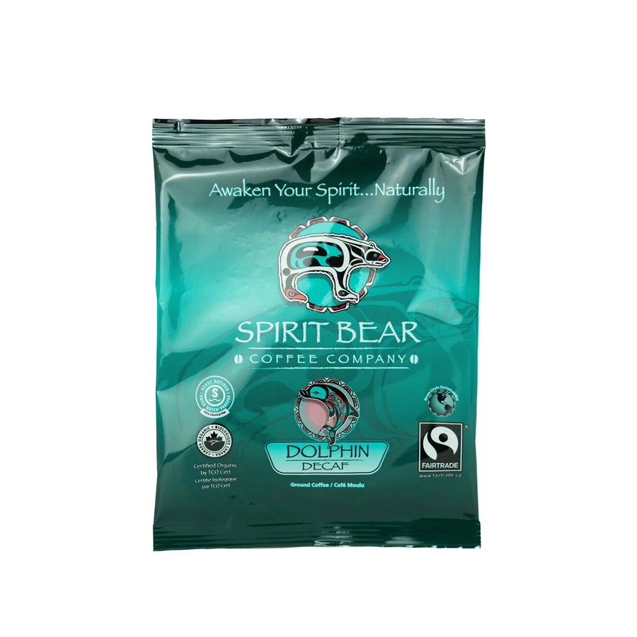 Spirit Bear Coffee - Dolphin Decaf Medium Roast - In-Room Coffee - 100 x 19g - Filter Pack | Swiss Water Process - Certified Fairtrade Organic