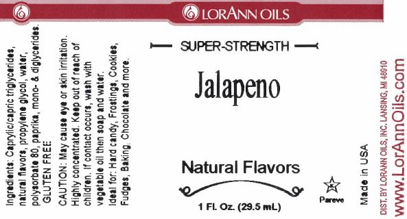 LorAnn Oils Jalapeno natural flavors label with product details.