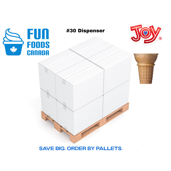 JOY #30 Flat Bottom Cake Cones Disp. | Joy Cone Co. | 6/100 Pack | 600 Count Per Case | Sold By The Pallet 24 Cases = 14,400 Cones | Cones Distributor Canada