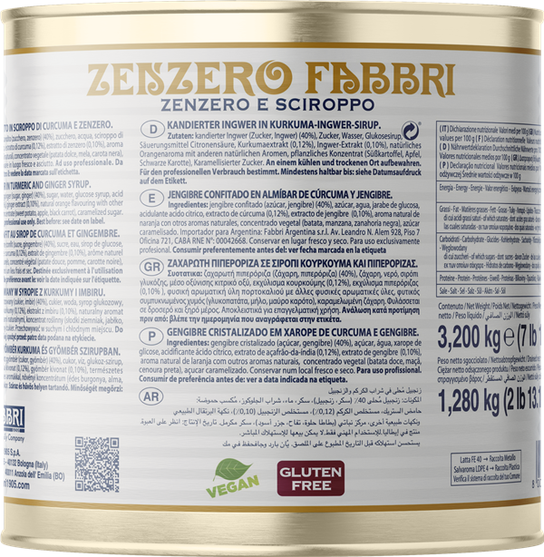 Fabbri ZENZERO - Ginger - Zenzero E Sciroppo - 3 x 1.85 KG Tin - Fabbri Canada