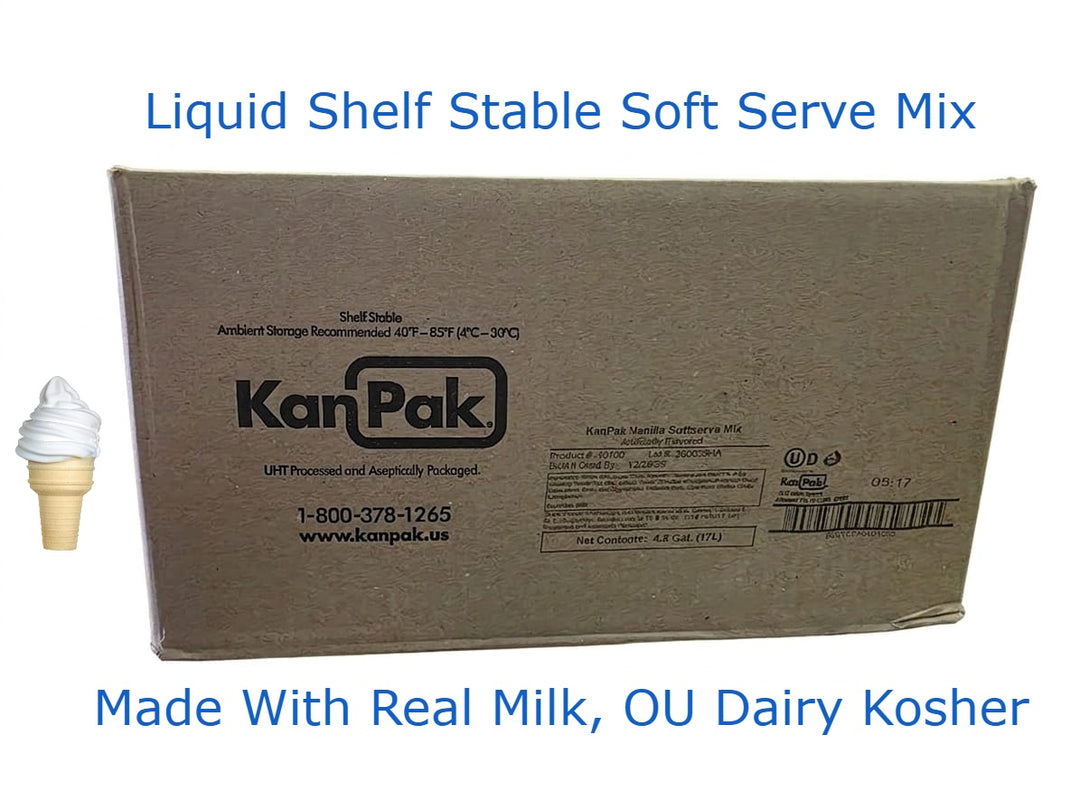 Liquid Vanilla Soft Serve Ice Cream Mix 3% - Shelf Stable Liquid Mix - 9 x 64 oz Pouches (17 L) Per Case - 50 Cases Per Pallet