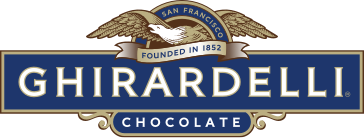 Ghirardelli Chocolate logo with a blue background and gold accents - Canadian Distributor - Fun Foods Canada