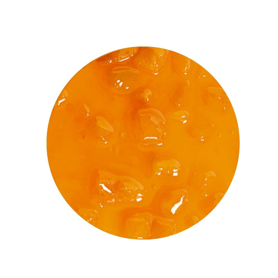 Mango Alphonso Dessert Sauce and Topping Texture Image on a white background