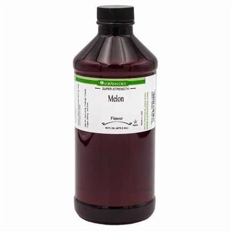 Bottle of LorAnn Super Strength Melon flavor on a white background