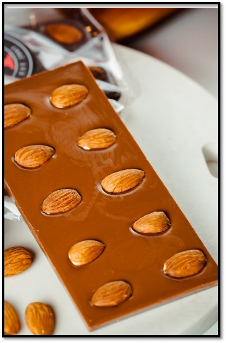 Milk Chocolate Almond Bar (100g) - Sold by the case of 24 bars - Canadian distributor