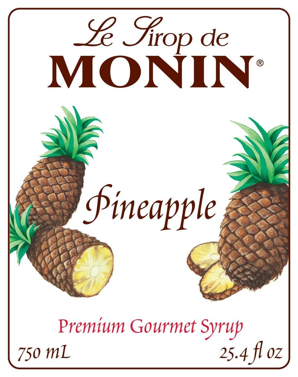 Canadian Monin Distributor - Pineapple - Monin Canada - Premium Syrups and Flavourings - 4 x 1 L per case