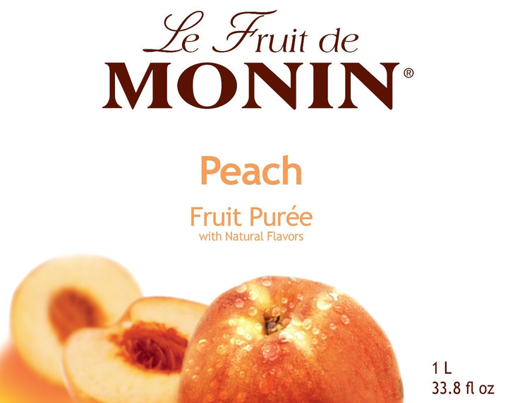 Canadian Distributor of Peach Purée - Monin - Premium Fruit Purees - 1L Plastic Bottle