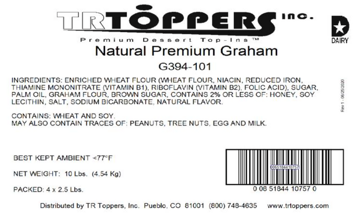 Natural Premium Graham Candy Toppings | TR Toppers G394-101 | Premium Dessert Toppings, Mix-Ins and Inclusions | Canadian Distribution