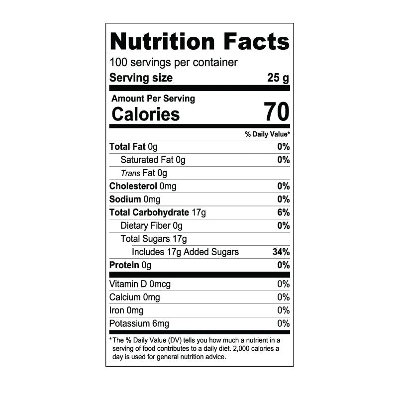Passion Fruit Fruit Syrup Nutritional Information