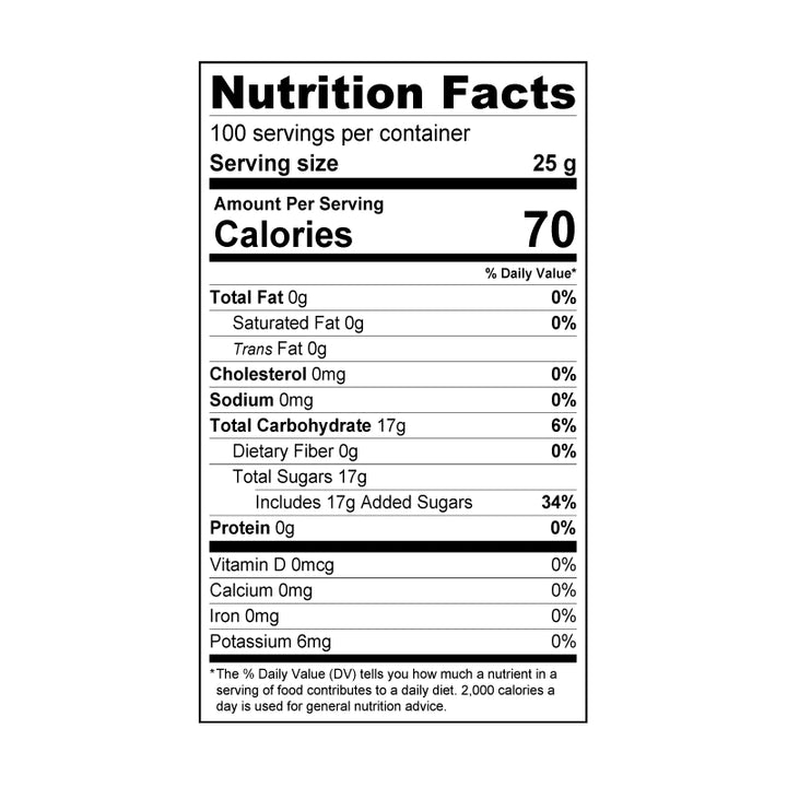 Peach Fruit Syrup Nutritional Information