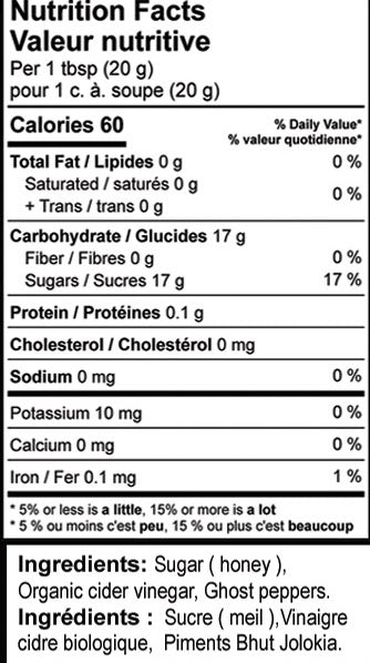 Nutrition facts label for a product with specific ingredients listed.