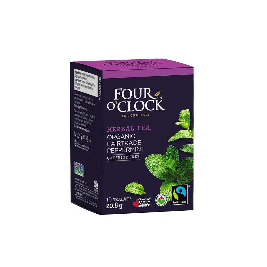 Four O' Clock Tea - Peppermint Herbal Tea - Case of 96 Tea Bags | Certified Fairtrade Organic - Caffeine-Free