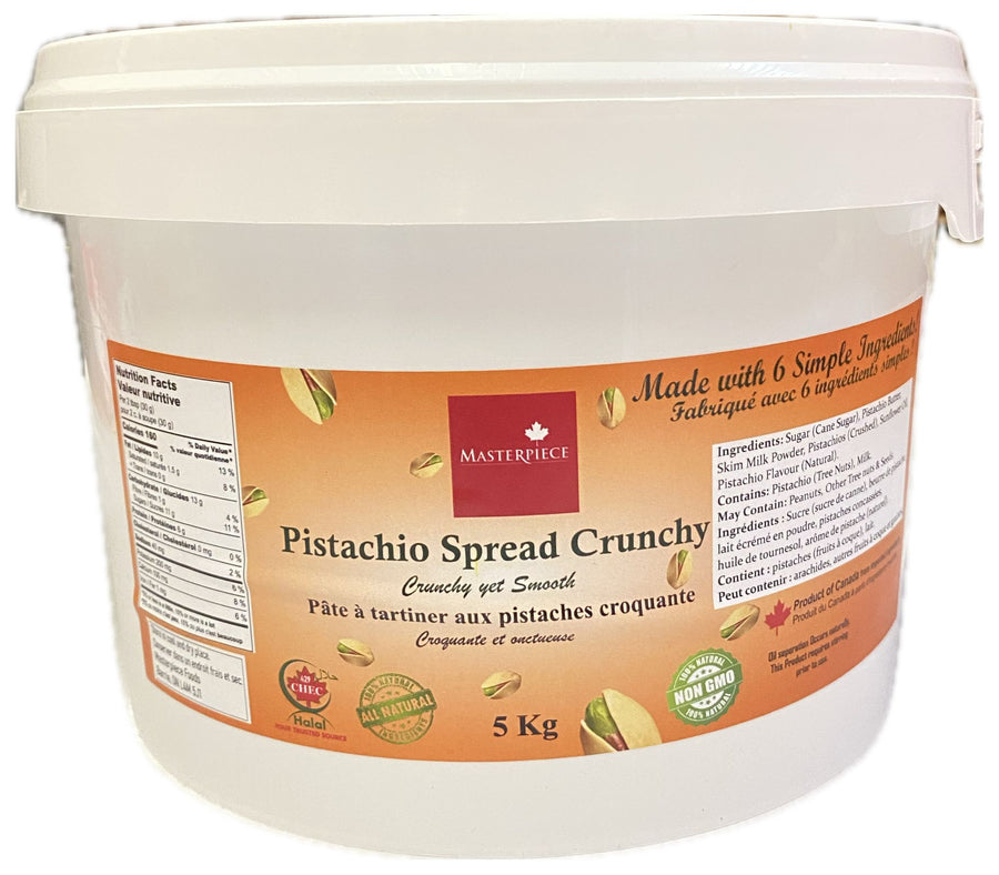 Premium 35% Pistachio Spread Crunchy Filling - 5kg Jar - Made With 6 Simple Ingredients - 100 Percent Natural Ingredients 🍁 Made In Canada - Canadian Distributor