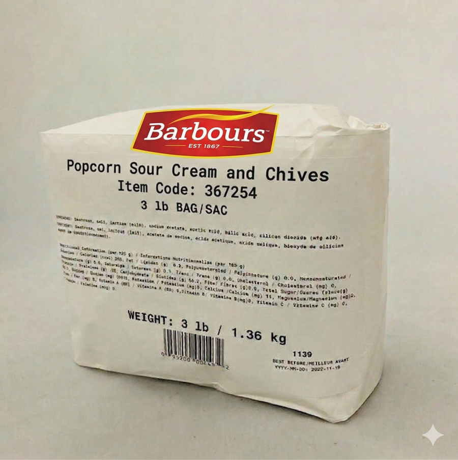 Pop N Top - Sour Cream and Chives - Popcorn and Snacks Seasoning - 1.36 KG Bag - Case (6 x 1.36 KG) - Ships Free Within Canada on Orders Above CAD $199