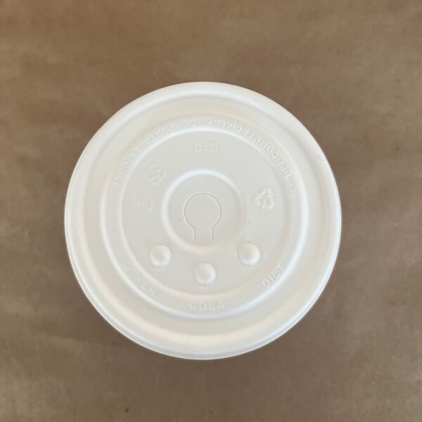 Flat White Paper Pulp W/Hole Compostable Cup Lid 90mm 1000cs