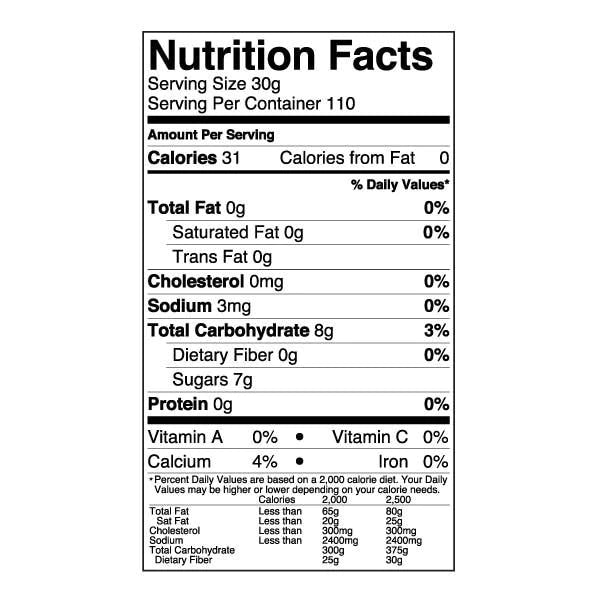 Popping Boba Nutrition Facts