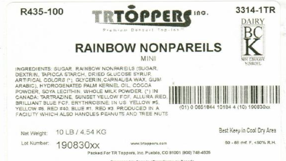 Rainbow Nonpareils Candy Toppings | TR Toppers R435-100 | Premium Dessert Toppings, Mix-Ins and Inclusions | Canadian Distribution