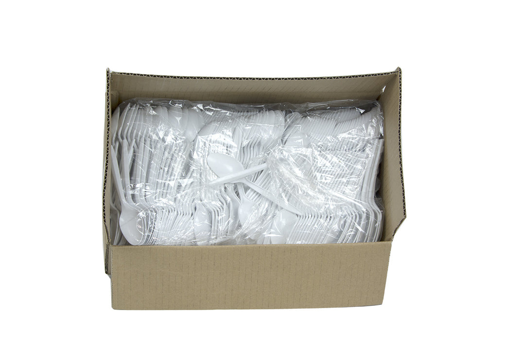 Spoon Plastic Polypropylene White Medium Weight - 1000 count - Prairie Packagi - Packaging and Accessories - Restaurant Supplies and Equipment - Canadian Distribution