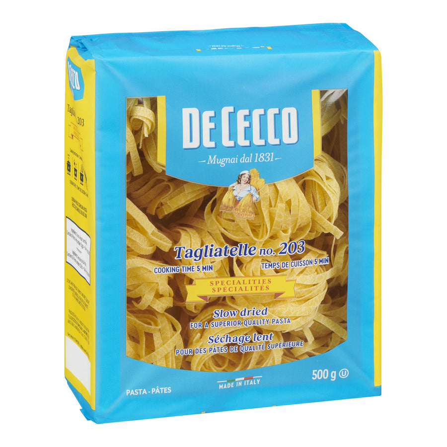 Pasta Tagliatelle Nest #203 - 8 x 500 g - De Cecco - Restaurant and Foodservice Ingredients - Canadian Distribution