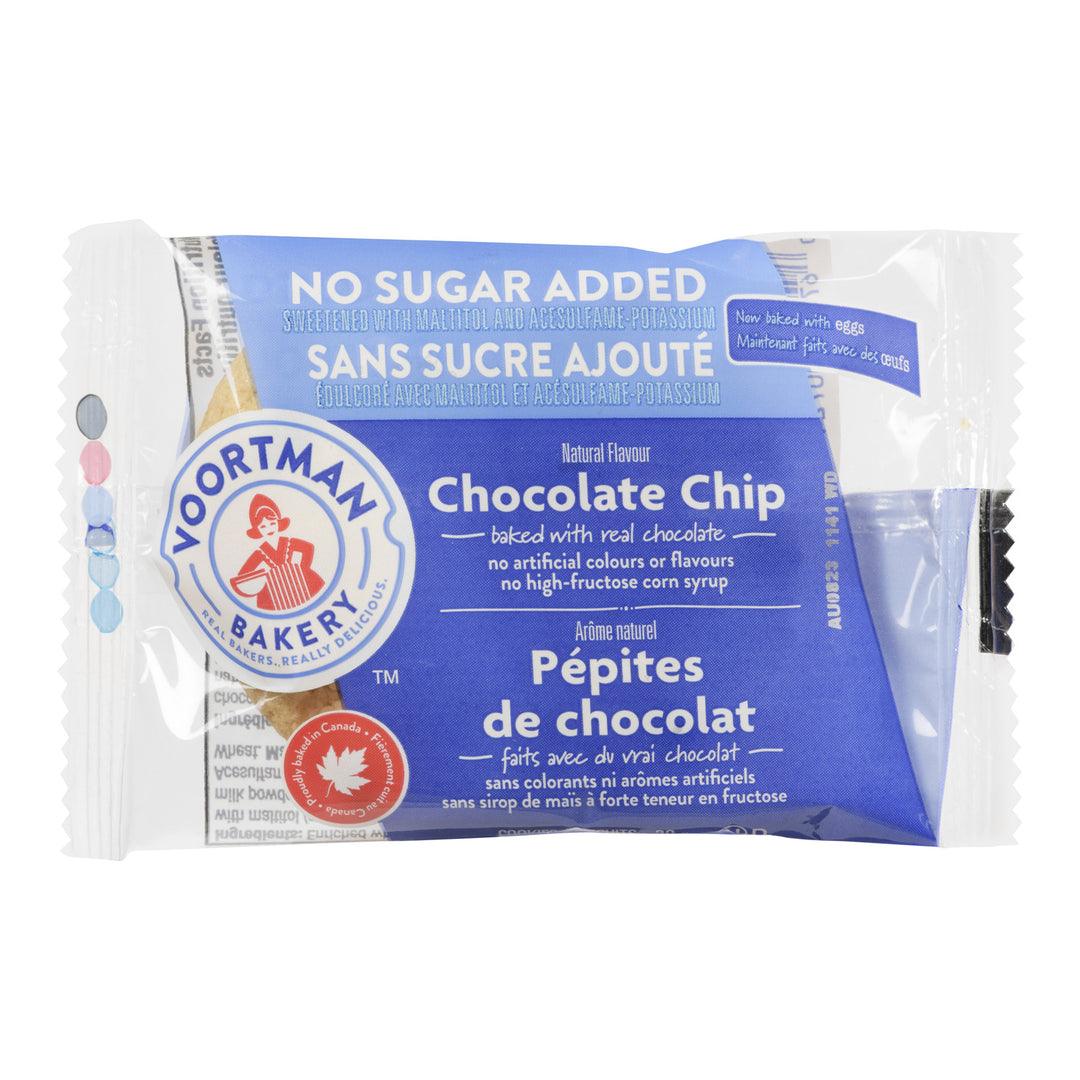 Cookie Chocolate Chip Soft No Sugar - 144 x 20 g - Voortman - Restaurant and Foodservice Ingredients - Canadian Distribution