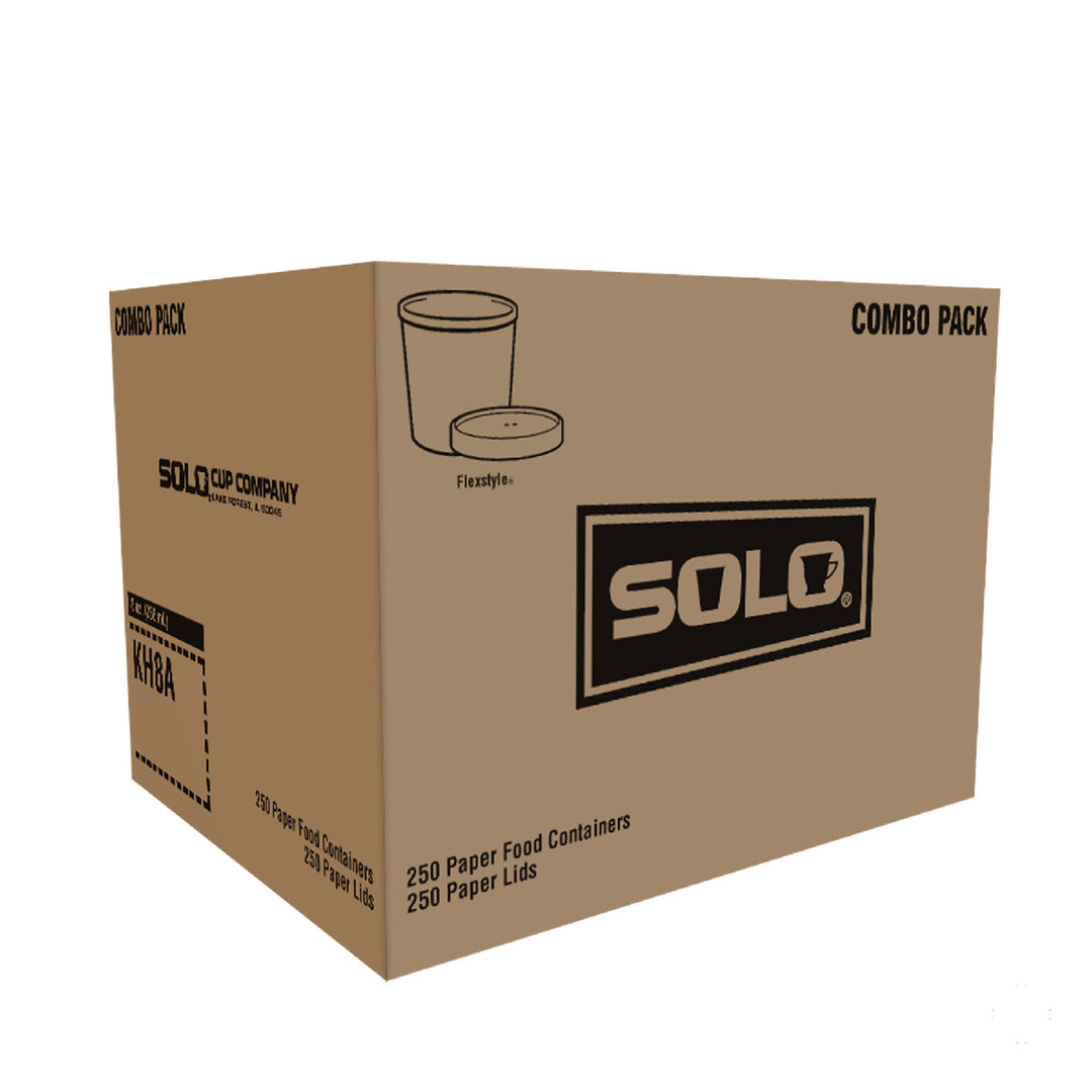 Container Paper Round Combo With Lid 8 oz. - 1 x 500 count - Solo Cup - Packaging and Accessories - Restaurant Supplies and Equipment - Canadian Distribution