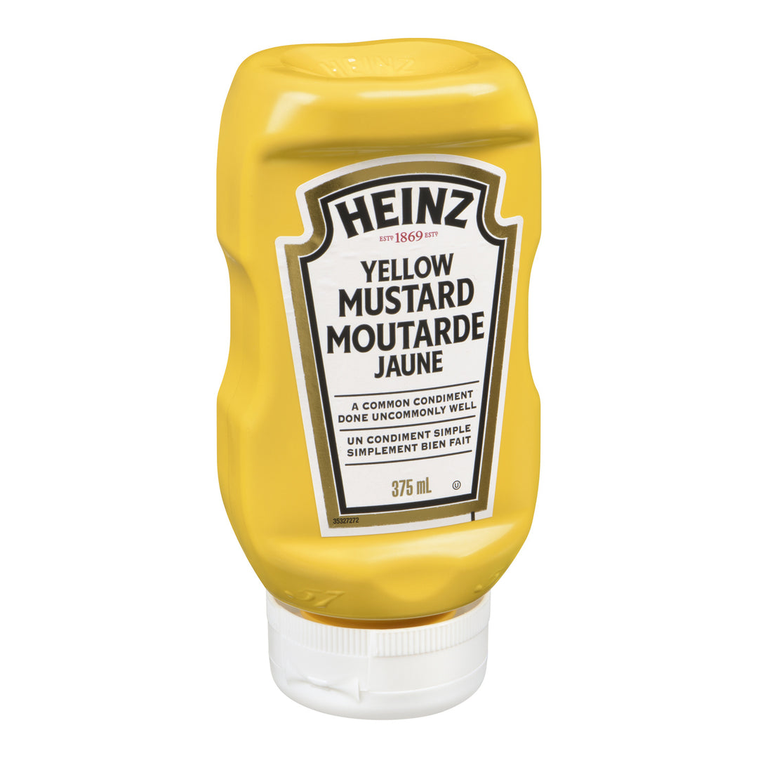 Bouteille de moutarde jaune à l'envers - 24 x 375 mL - Heinz - Ingrédients pour restaurants et services de restauration - Distribution canadienne