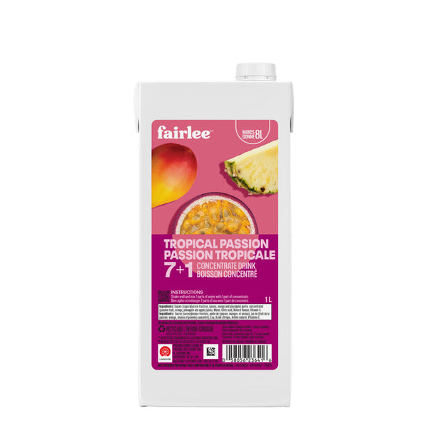 Drink Concentrate Tropical Passion 7+1 - Fairlee Juices - 6 x 1 L - Restaurant and Foodservice Ingredients - Canadian Distribution - Ships Free Within Canada on Orders Above CAD $199